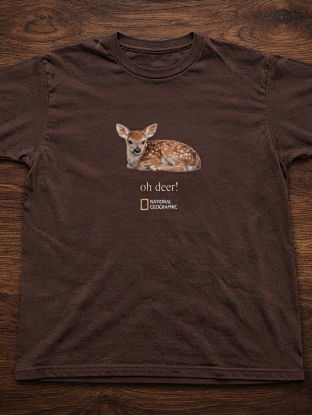 National Geographic Brown Tee with Fawn Graphic